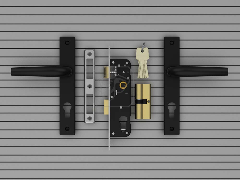 báo giá khoá cửa nhôm huy hoàng chuyên dụng - Khoá tay nắm AP 44 51A sơn đen